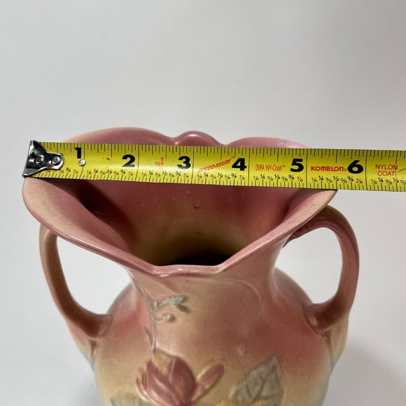 Vtg Hull Art Vase Magnolia Double Handle Ceramic Multicolor Pastel Matte 40s - Picture 15 of 16